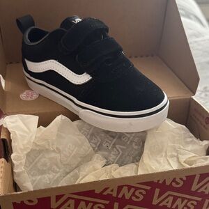 Vans Kids Black and White Velcro Sneakers